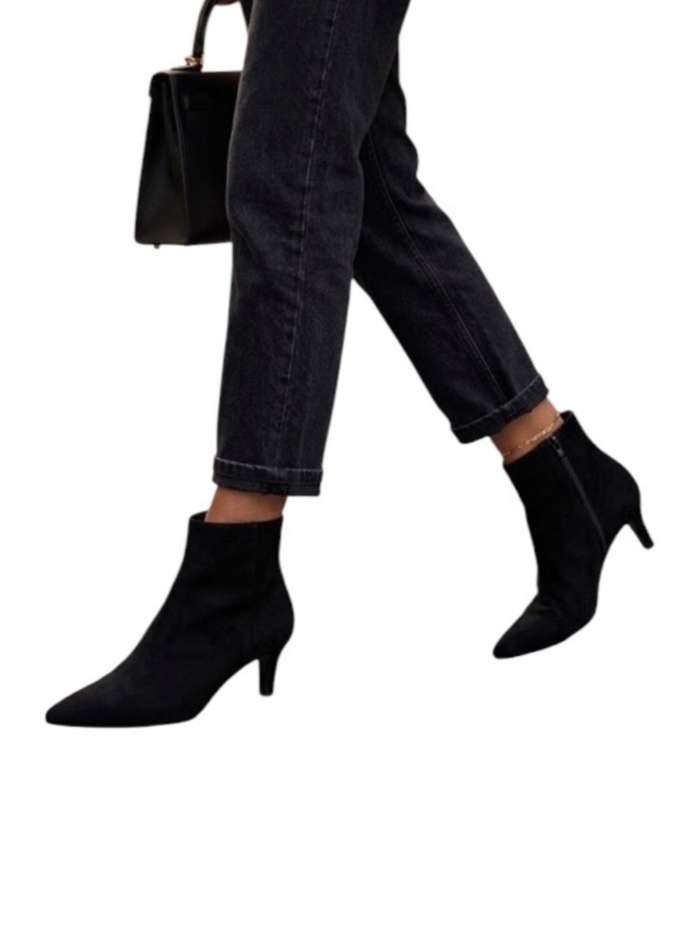 Universal Thread Black Pointed-Toe Faux Suede Ankle Boots - Bootie 8 1/2
